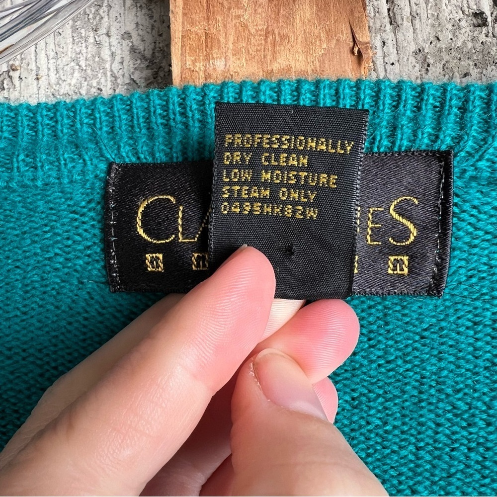 Teal Merino Wool Gold Button Cardigan - Picture 5 of 5